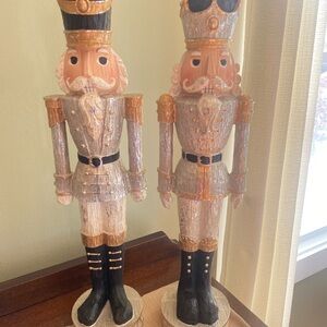 Set of 2 20in CVS Christmas Nutcracker/Soldiers Holiday Figurines Silver/Black